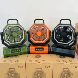 Portable Rechargeable 20000mAh Electric Outdoor Camping Fan LED Light Auto Oscillation Remote Control USB Type C Charging Bank