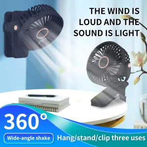 Portable Rechargeable Clip On Mini Fan 360 Rotatable USB Quiet Strong Wind Personal Cooling Fan RV Car Office Use Brushless