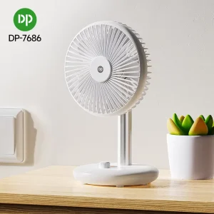 Portable Rechargeable Desk Fan 4 Speeds Rotating Angle Digital Display 4000mAh USB Charging
