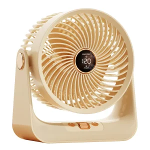 Portable Rechargeable Desk Fan Digital Screen Timer Adjustable Wind Speed 2400mAh Built in Battery Small Circulation Table Fan