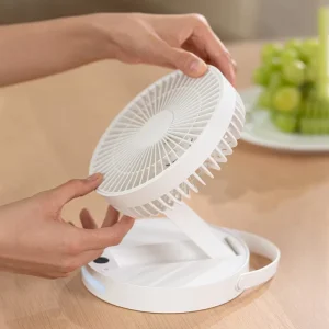 Portable Rechargeable Fan Folding Stand Table Fan 5 Speeds Quiet Hanging Fan for Office Home Outdoor Camping