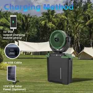 Portable Rechargeable Solar Fan for Camping Mist Pedestal Fan Water Tank Outdoor Water Spray Cooling Fan Remote
