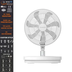 Portable Rechargeable USB Fan Battery Timer High Speed Air Cooling Foldable Tabletop Plastic RV Car Outdoor Mechanical Hotel