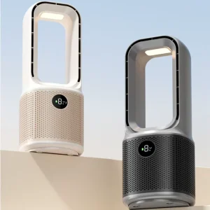 Portable Rechargeable Water Spray Oscillating Bladeless Table Fan with 3500mAh Battery and LED Light