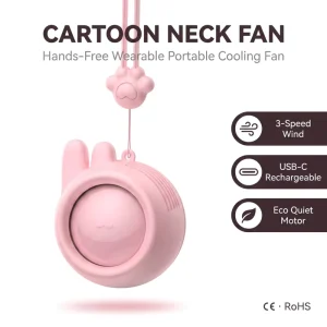 Portable Silent Neck Hanging Fan with 3 Speeds and Rechargeable Mini Cooling Bladeless TravelAccessory