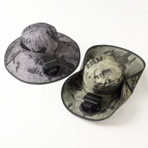 Portable Solar Powered Fan Brimmed Fisherman Hat with 3.7V 300mAh Battery USB Chargeable Mini Fans 3 Speed Wind Modes
