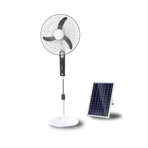 Portable Solar Powered Stand Fan with LED Light & Phone Charger for Home Garden & Power Outages