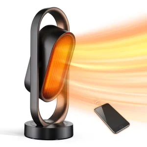 Portable Table Fan Electric Heater with App Control Fast Heating for Winter Home Office Table Use