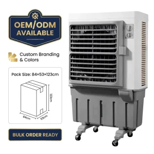 Portable Tower Fan With Air Cooler Industrial Commercial Air Cooling Fan With 50L Water Tank Evaporative Air Coolers