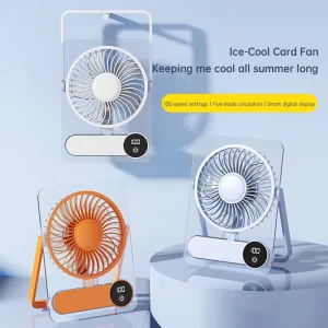 Portable Transparent Desktop Fan Wearable for Office & Dormitory Mini Fan Display Portable Rechargeable Power Desktop Fan