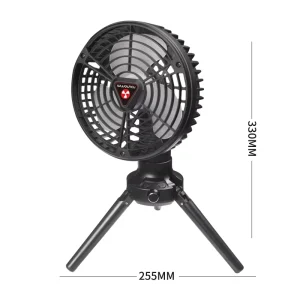 Portable Tripod Fan Tent Camping Electric Fan Oscillating Head Solar powered USB charged Outdoor Lighting Fan 36dB Noise Level
