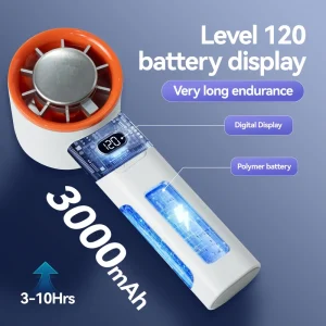 Portable USB Rechargeable 5 Speed Cooling Fan Transparent Blades Ice Compress Brushless Motor 3 6 Hours Use Household Car Hotel