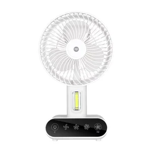 Portable USB Rechargeable Desktop Fan with LED Light 90 Degree Foldable Design for Home & Outdoor Use Table Top Installation
