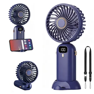 Portable USB Rechargeable Mini Ventilador Foldable Hanging Neck Fan Five Speed Wind Wearable Cooling Pocket Rechargeable Fan