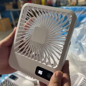 Portable Ultra Thin Mini Desk Fan Kids Touch Control Smart Digital Display Wearable USB Power Outdoor & Car Use Five Speed
