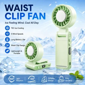 Portable Waist Clip Fan Mini Rechargeable Cooling Fan Outdoor Personal Fan with Strong Wind Technology