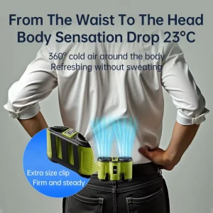 Portable Waist Clip Fan Wearable Hands Free Belt with 10000mAh Battery for Car RV & Household Use Mini Fan
