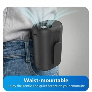Portable Waist Fan Infinitely Variable Speeds Button Control 3000mAh Rechargeable 4 Modes Wearable for Men Women Outdoor Camping