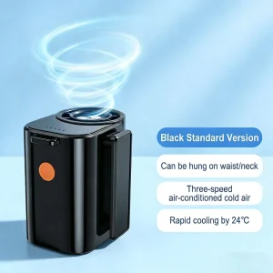 Portable Waist Fan Strong Turbo Cooling Fan Battery Powered Personal Fan Rechargeable Hands Free Shirt Belt Neck Fan for Outdoor