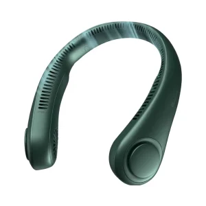 Portable Wearable 5 Speed Air Cooling Fan 4000mAh Battery Bladeless Twistable Dark Green Gift for Men Women Table Use Household
