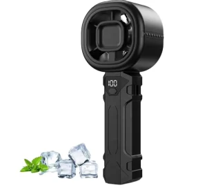 Portable Wearable Handheld Turbo Fan Digital Display 5 Wind Speeds USB Rechargeable Quiet Operation Household Car RV Use Battery