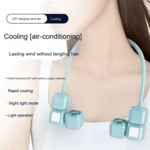 Portable Wearable Neck Fan Hands Free USB C Rechargeable Personal Cooling Hanging Fan with Night Light for Indoor Outdoor