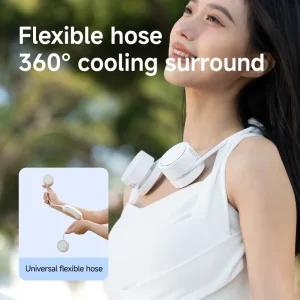 Portable Wearable Neck Fan with Brushless Motor 3 Speed Rechargeable Flexible Gooseneck Hands Free Silicone Material 8h+ Runtime