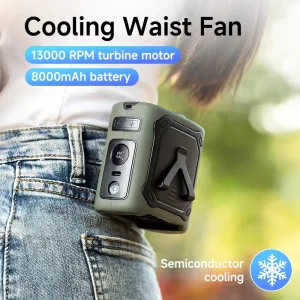 Portable Wearable Personal Fan ABS Silicone Wireless Charging Ice Compress Cooling for Outdoor Work Construction Hiking Camping