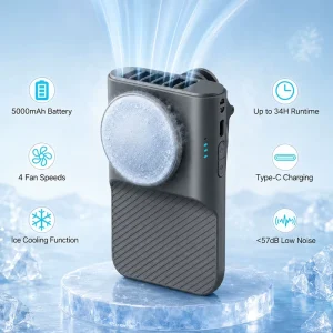 Portable Wearable Waist Fan 5000mAh Semiconductor Cooling Belt Fan Rechargeable Hands Free Personal Air Cooler for Outdoor