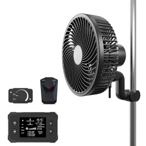 Powerful 6 Inch Grow Tent Clip Fan with EC Motor Oscillating Smart Timer Weatherproof IP44 for Hydroponics Black