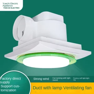 Powerful LED Light Integrated Plastic Ceiling Exhaust Fan Vane Ducted Ventilation Household 50 DB Noise 250x250MM Size 35W