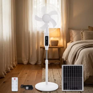 Practical Cost effective 16 inch Solar Fan Remote Control LED Lighting Side to Side Oscillation Rechargeable High performance