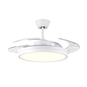 Practical Retractable Chandeliers Invisible Fan 42 Inch Hidden Blades Smart LED Ceiling Fan with Light and Remote Control