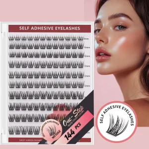 Pre Glued Cluster Lashes Kit Custom Logo Individual DIY Eyelashes Extension Adhesive Lashes No Gule