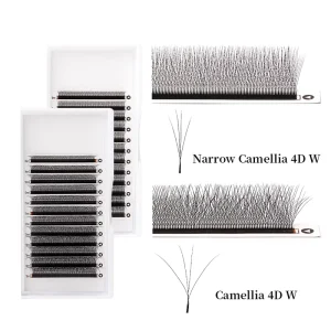 Premade Easy Fan Lash Supplier 0.07 Narrow 4D W Eyelash Extensions Soft Camellia Lashes Cruelty Free Korea PBT Fiber