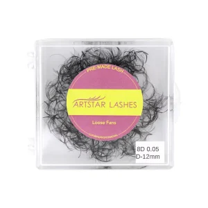 Premade Volume Fans Eyelash Extensions 500 Matte Black Pointy Base and Loose Fans with Sharp Thin Base Synthetic Hair Material