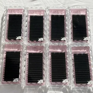 Premium 0.03mm Dark Matte Jet Black Cashmere Lash Extension Trays Easy Fan Lashes with 0.15mm Thickness
