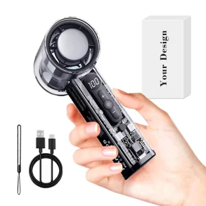 Premium 10m s High Wind Speed Fan Button Stepless Adjustment Cooling Fan Digital Wind Speed Display Fan with Anti lost Lanyard
