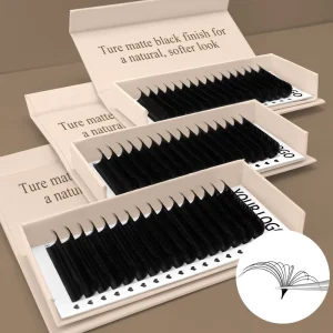 Premium Silk Vegan Friendly Individual Lashes Soft Individual Eyelashes Trays Cashmere Cashmere Velvet Matte Black Lash Trays