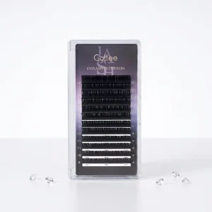 Premium for Handmade PBT Fiber Lash Easy Fans CC Flat Extension Unique Ellipse Base Soft Long 8 16mm Matte Vegan Sparkle Easy