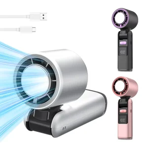 Private Label 100 Speed Levels Led Digital Display Handheld Fan 2400mAh Battery Rechargeable Fan 18650 Li ion Battery Ventilador