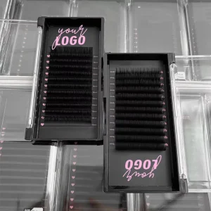 Private Label Cashmere Silk Natural Long Volume Lash Extension Tray 0.05CC 16MM Handmade Easy Fan Eyelash Extensions