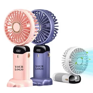 Private Label Custom Handheld Standing Foldable Fan Electric Adjustable Rechargeable Fan with Battery for Outdoor