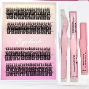 Private Label D Curl Pre Cut Segment DIY Eyelash Extension Kit Faux Mink Eye Lashes Ribbon Fan Eyelashes