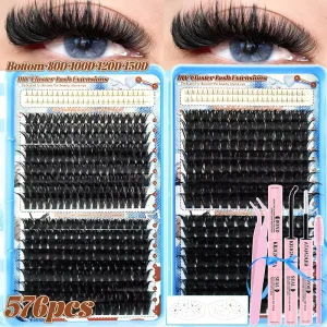 Private Label Natural Long Individual Lash Cluster Extensions Pre cut Segment Diy Cluster Lashes Kits