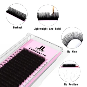 Private Label Premium Natural Long Korean PBT Fiber Fast Fan Blooming Volume Eyelash Extension Lash Trays Matte Black Velvet