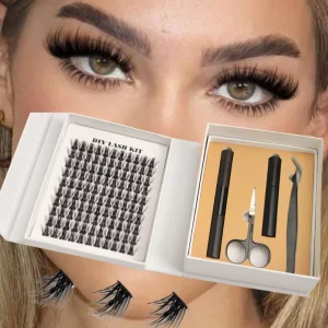 Private Label Reusable Waterproof Pre Cut Segment Lash Kit Fan Eyelashes with Synthetic Hair