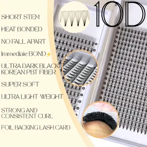 Private Label Short Stem 0.05 10D Premade Fans Lash Extensions J B C CC D DD Curl Matte Black Color 8D 9D 10D Mega