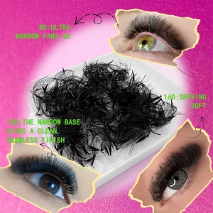 Pro Made Eyelash 1000 Loose Lash Fans Pointy Base Premade Volume Fans Long Short Stem Narrow Promade Lash Extension Fans
