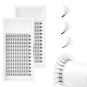 Professional 0.07 0.15mm 5D Hybrid Flat Short Stem Premade Volume Fans Premade Fan Lashes Fan Eyelashes